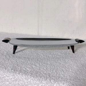 Vintage Glo Hill Gourmates Chrome And Cherry Red Bakelite Atomic Serving Tray